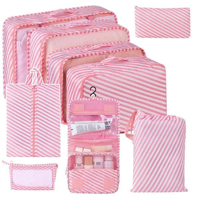 8/9/10/11 Pcs Set Travel Organizer Storage Bags Suitcase Packing Cubes Set Cases Portable Luggage Clothe Shoe Tidy Pouch Folding - AMULET RING STORE