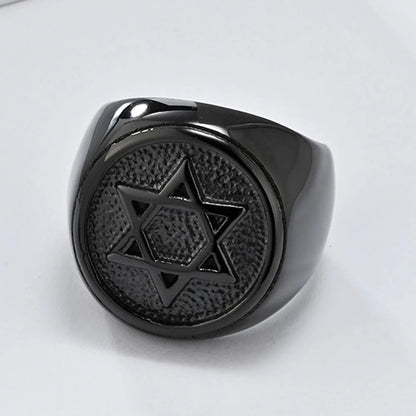 Retro Six-pointed Star Titanium Steel Ring, Men's Niche Personality Solomon Seal Rings