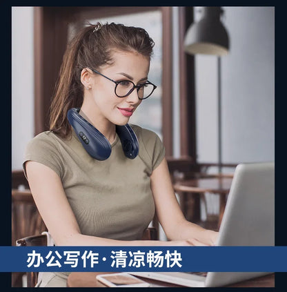 2024 New Neck Air Conditioner Portable Neck Fan Rechargeable Semiconductor Cooling Bladeless Fan Wearable Cooler multi purpose