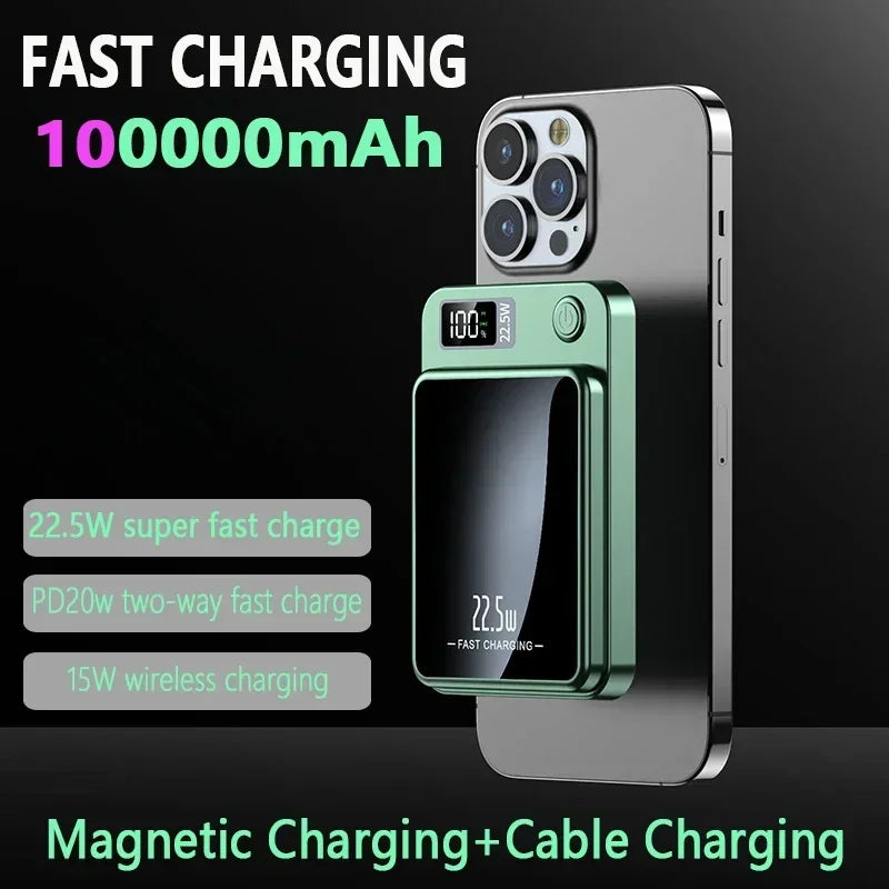Magnetic Power Bank 30000mAh 15W Wireless Fast Charger for iPhone 15 14 13 Samsung S22 S23 Xiaomi Portable Battery Powerbank - AMULET RING STORE