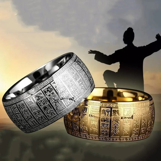 Solomon Massive Men's Finger-ring Supernatural Buddha Scripture Signet Wide Thumb Big Rings For Ancient People Very Fashionable