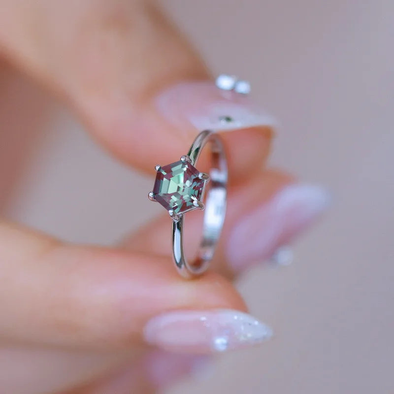 ALLNOEL Natural Alexandrite 925 Silver Ring Health rings for Women Weight Loss Fatigue Pressure Fatigue Relief Yoga Jewelry Gift