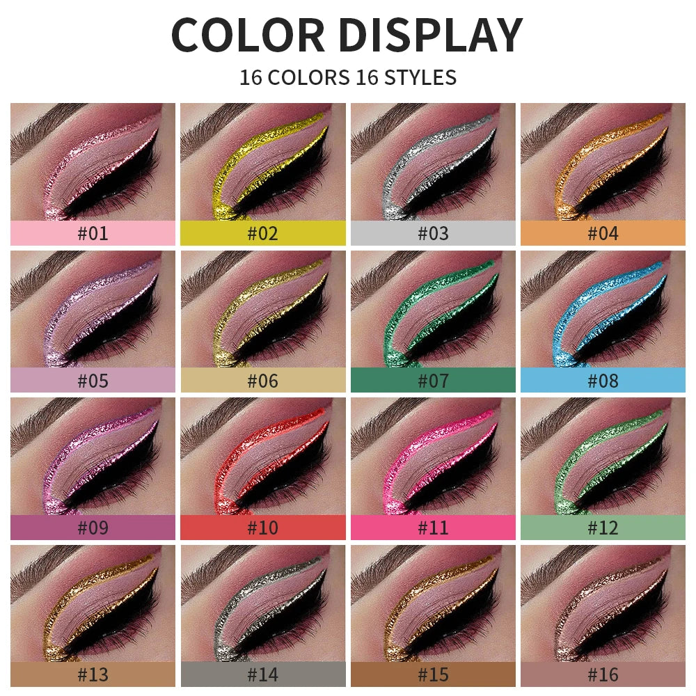 Glitter Eyeliner Vibrant Waterproof Long-Lasting for Flawless Eye Makeup Diamond Shiny Silver Rose Gold Eyeliner Beauty Cosmetic - AMULET RING STORE