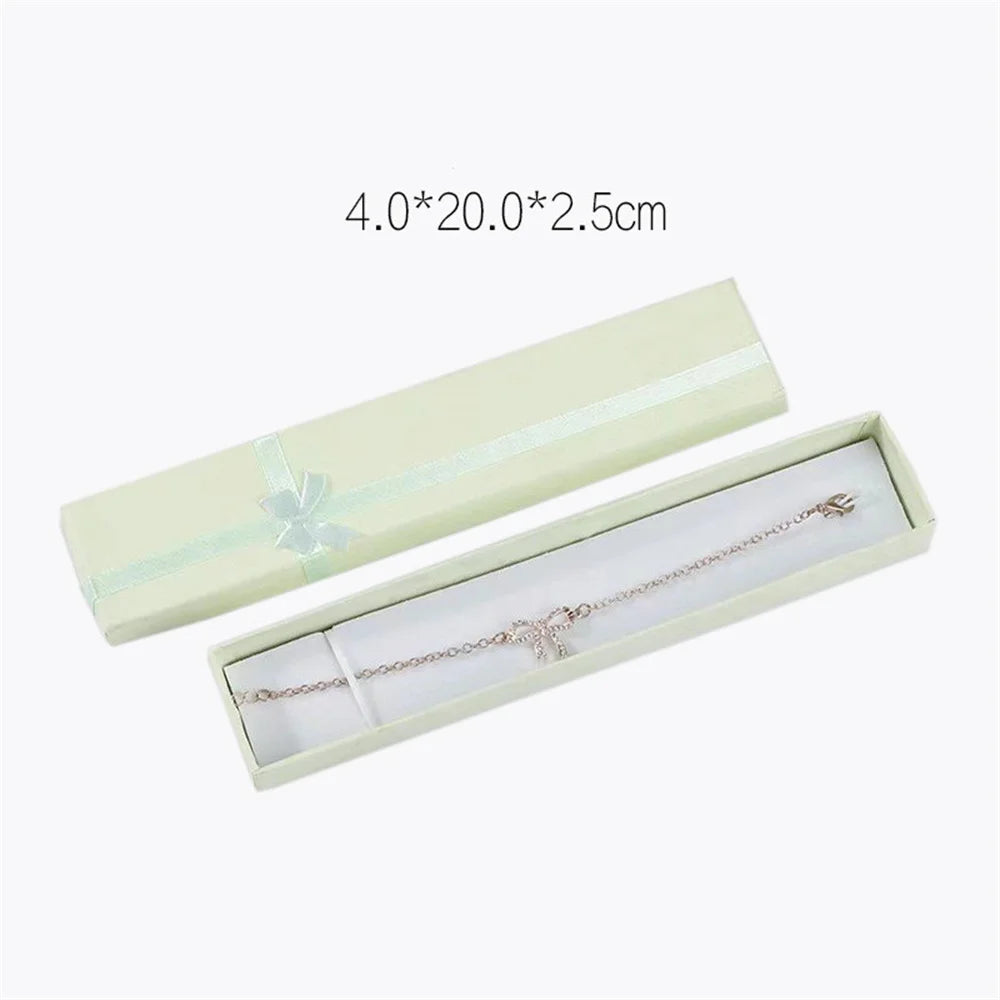 Long Jewelry Necklace Bracelet Box Storage Container Jewellery Box Packaging Bowknot Gift Display Paper Organizer Case Wholesale - AMULET RING STORE