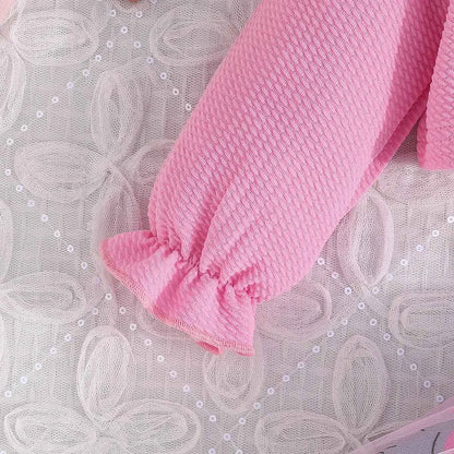 2Piece Spring Autumn Newborn Girls Clothes Korean Cartoon Cute Coat+Mesh Bow Print Sleeveless Dress Baby Boutique Clothing BC628