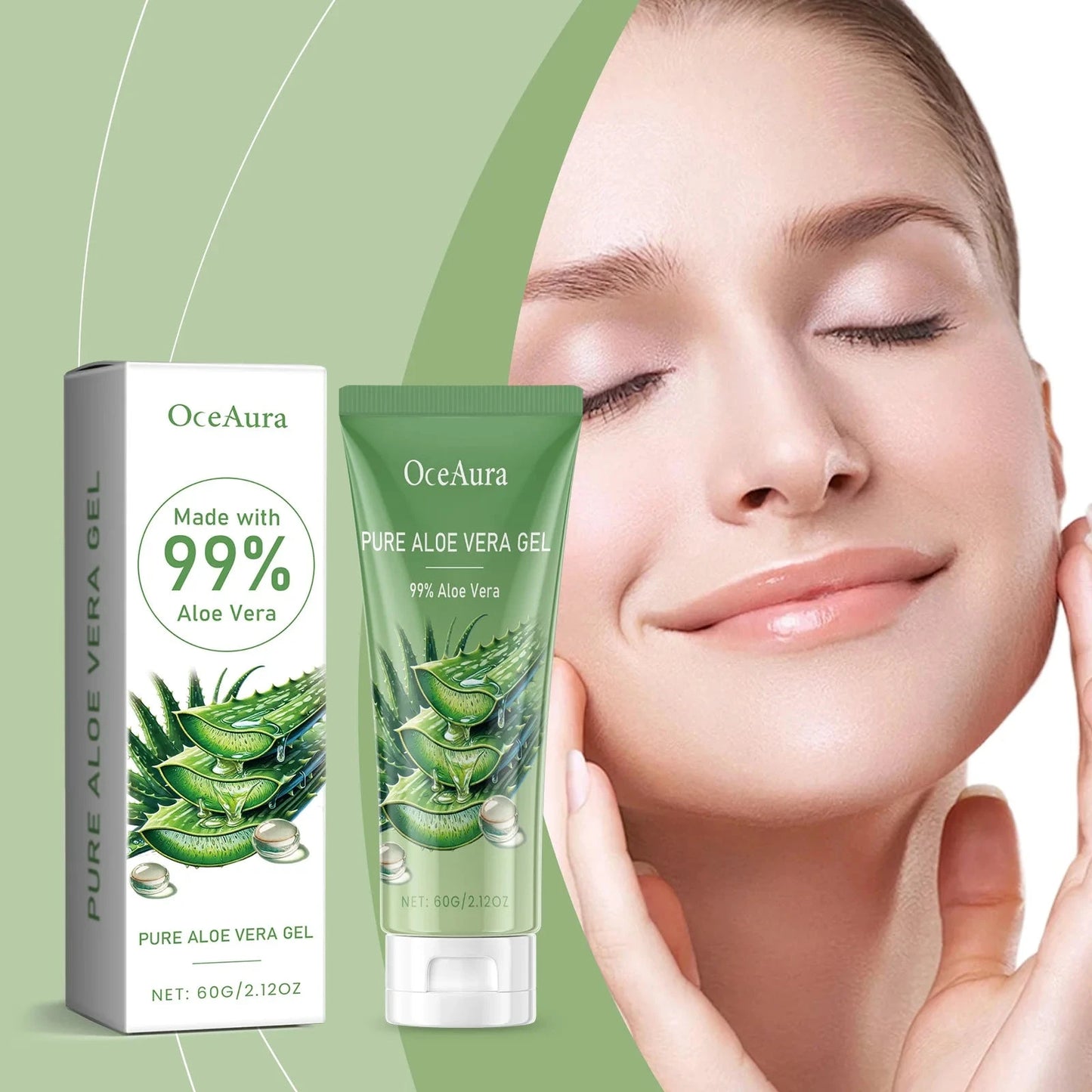 Sunburn Repair Aloe Vera Gel Hydrating Moisturizing Face Cream Relieve Dry Tight Sensitive Skin Care Brightening Facial Cream - AMULET RING STORE