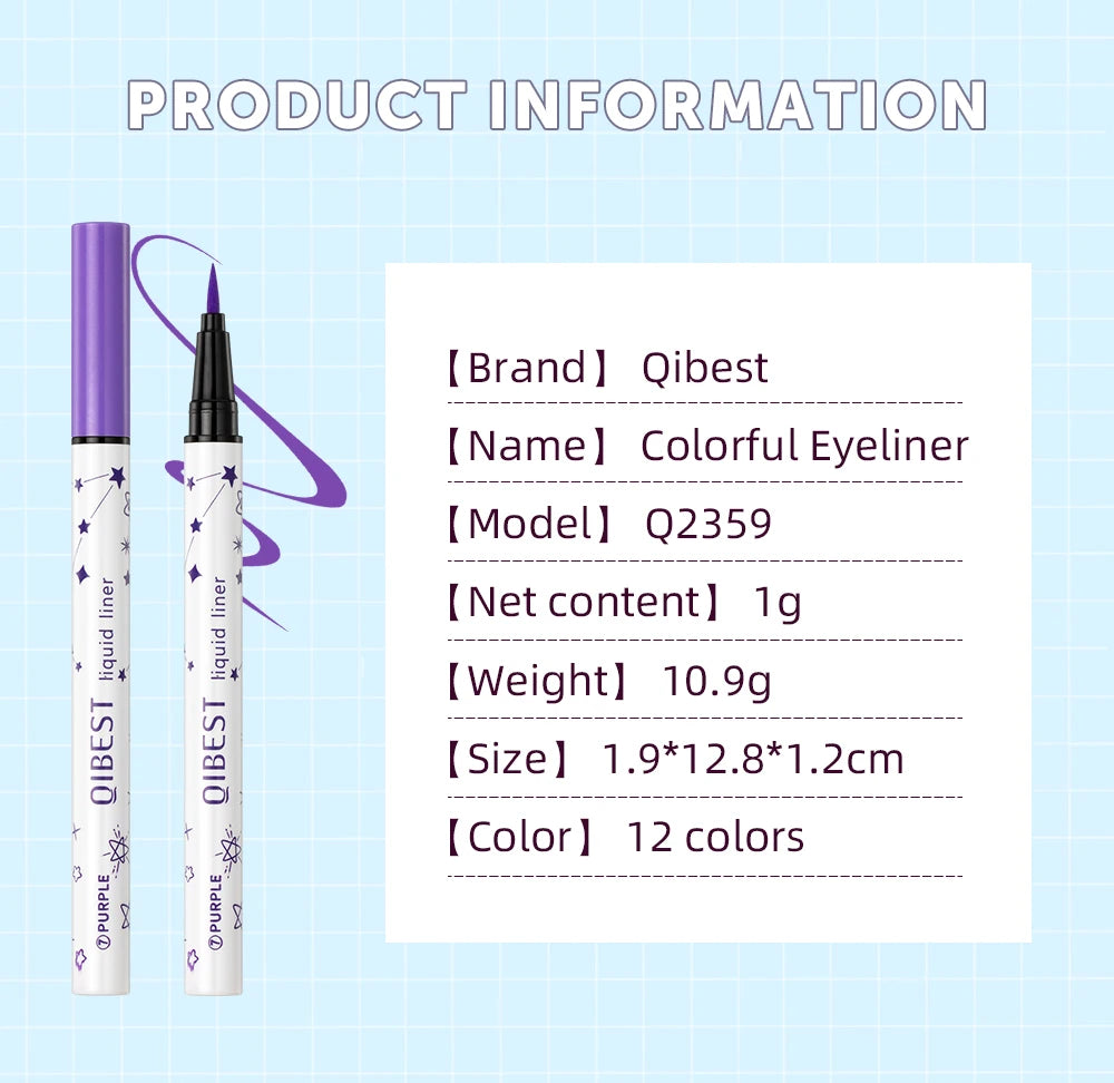 QIBEST High Pigment Eyeliner Pencil Waterproof Smudgeproof Makeup Eye Liner Liquid Black Eyeliner Quick Drying Eyes Cosmetics - AMULET RING STORE