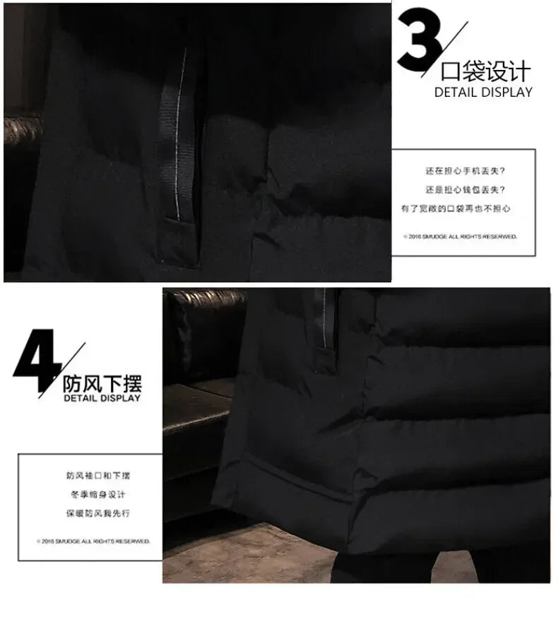 Thicken Warm Men Long Parka Fashion Brand Casual Winter Windbreaker Jacket with Hood Coats Fashion Clothing for Men All-match
