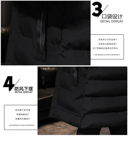 Thicken Warm Men Long Parka Fashion Brand Casual Winter Windbreaker Jacket with Hood Coats Fashion Clothing for Men All-match