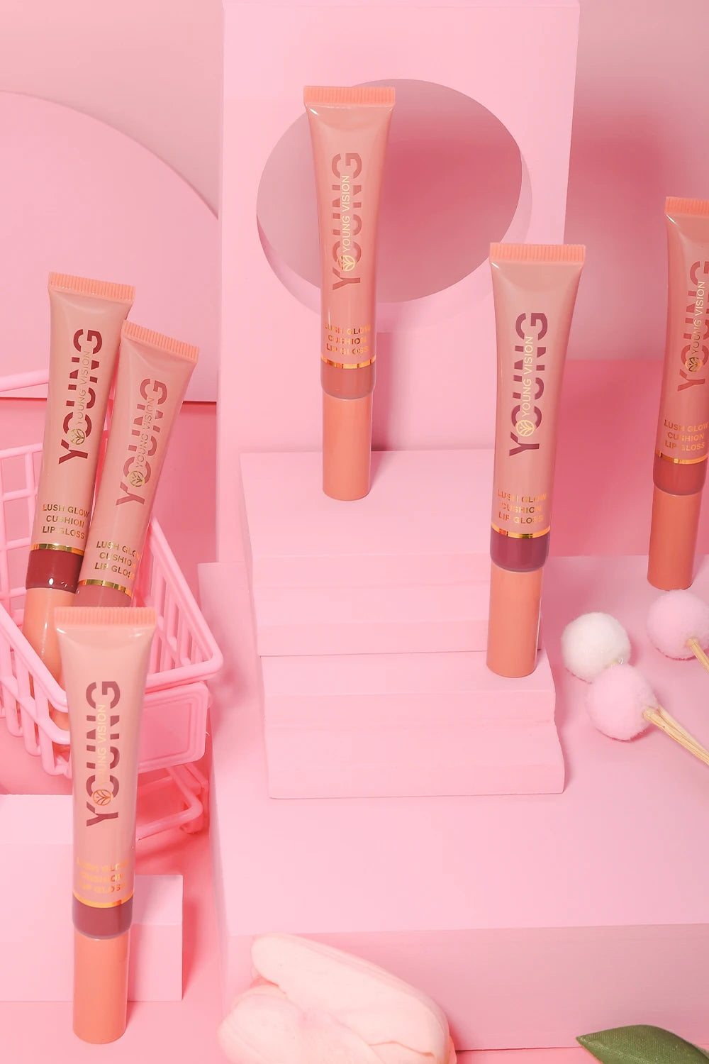 YOUNG VISION 6 color Liquid Water Brightening Lip Color Plush Brush Head Squeezing Lip Color Moisturizing Lip Glaze - AMULET RING STORE