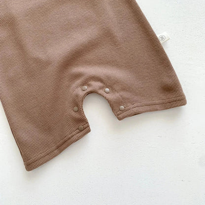 Cotton Romper Gift Hat with Ear New In Summer Kids Baby Girls Boys Short Sleeve Waffle Patch Bear Infant Newborn Jumpsuits - AMULET RING STORE