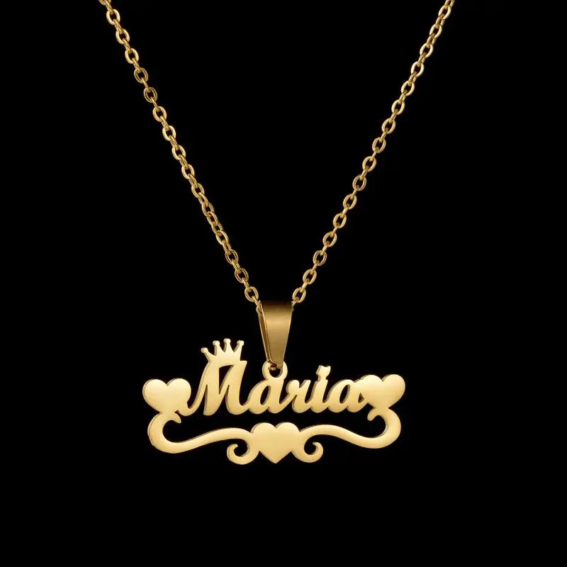 Personalized Love Heart Name Necklace - Stainless Steel Custom Jewelry