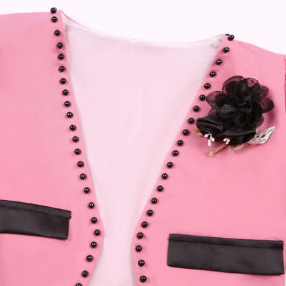 5-14 Years Girls Dress Summer Sleeveless Princess Dress + Long Sleeves Jacket 2Pcs Piano Performance Gown Teenagers Kids Clothes