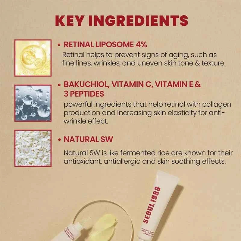 SEOUL 1988 Vitamin C Wrinkle Care 4% Retinol Ginseng Face Serum Firm Fine Lines Eye Cream Hydrating Moisturizing Brightening Set