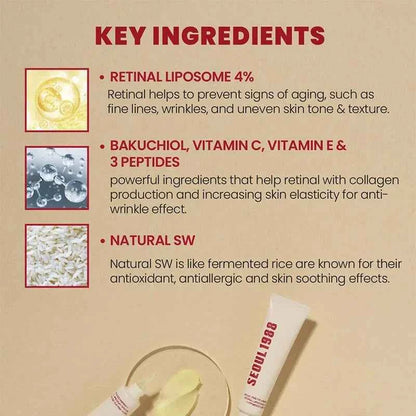 SEOUL 1988 Vitamin C Wrinkle Care 4% Retinol Ginseng Face Serum Firm Fine Lines Eye Cream Hydrating Moisturizing Brightening Set
