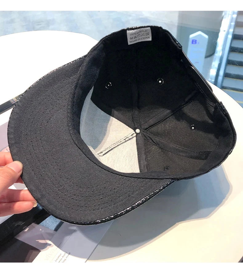 Leather Hip Hop Hat Street Personality Fashion Play Cool Baseball Cap Stage Show Hip Hop Dance Unisex Flat Brim Hats - AMULET RING STORE