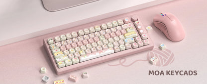 134 Keys Pink Cat  MOA Profile PBT Keycaps Customs Dye Sub Key caps for 61/87/104 Cherry MX Switch Gaming Mechanical Keyboard
