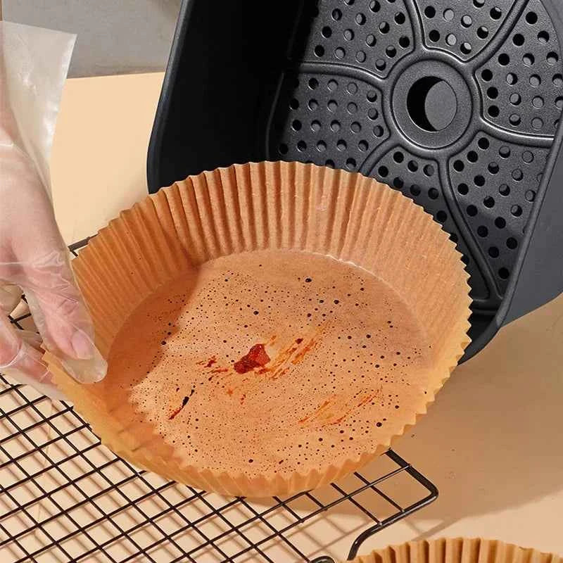 Round Air Fryer Paper Disposable Non-Stick Airfryer Baking Papers Microwave Oven Pot Oil Absorbing Gasket Kitchen Accessories