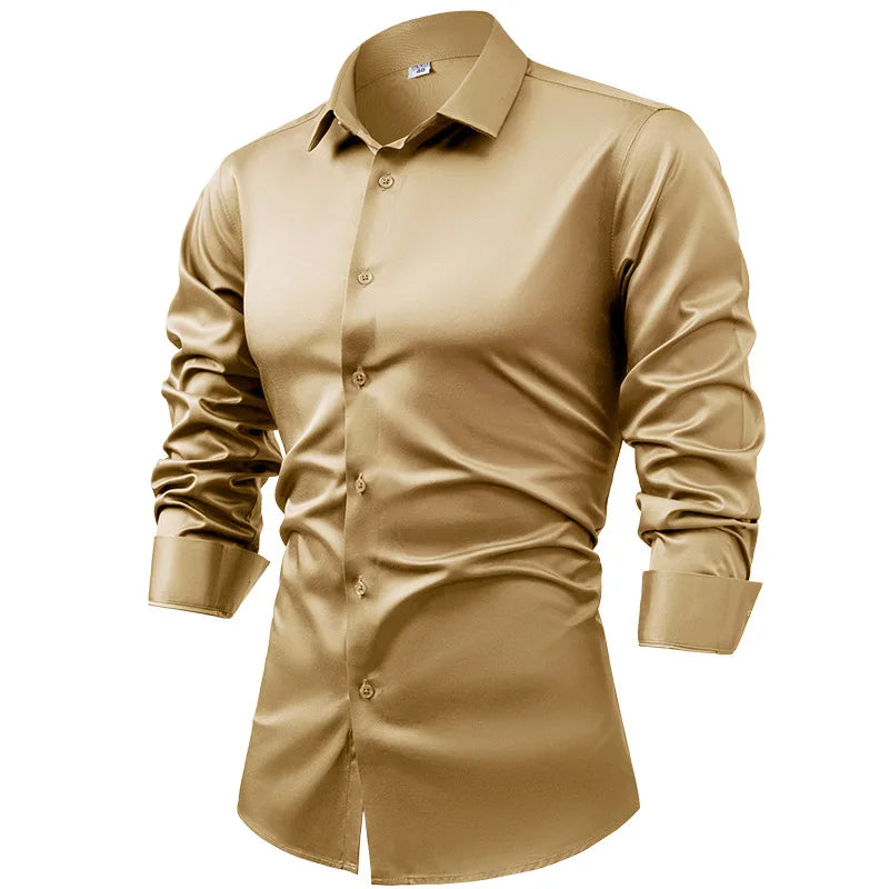 Anti-Wrinkle Men Shirts Long Sleeve Dress Shirts For Men Slim Fit Camisa Social Business Blouse White Blue Office Shirt S-5XL