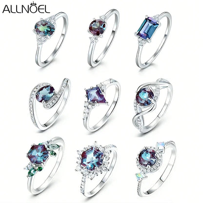 ALLNOEL 925 Sterling Silver Alexandrite Ring For Women Exquisite Style Fashionable Engagement rings Wedding Luxury diamond ring