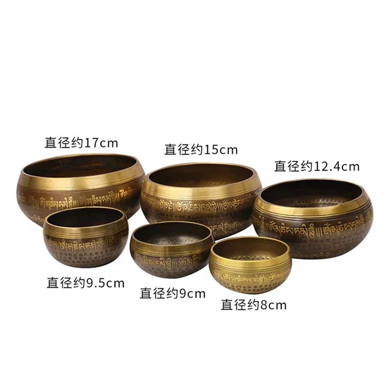 Nepal Handmade Tibetan Bowls Large Brass Singing Bowl Buddhist Meditation Sound Therapy Chakras Healing Sound Bowls Mindfulness - AMULET RING STORE
