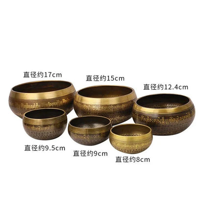 Nepal Handmade Tibetan Bowls Large Brass Singing Bowl Buddhist Meditation Sound Therapy Chakras Healing Sound Bowls Mindfulness - AMULET RING STORE