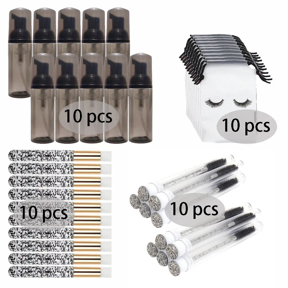 20/40PCS Suit 60ML Empty Pump Bottle Eyelash Shampoo Care Makeup Tool Travel Foam Dispenser Bottle Plastic Cleanser Soap Care - AMULET RING STORE