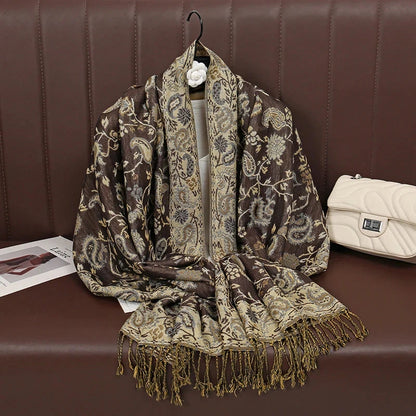 Fashion Autumn Colorful Cashmere Scarf Shawl for Women Pashmina Floral Wrap Female Thick Blanket Soft Bufanda Kerchief