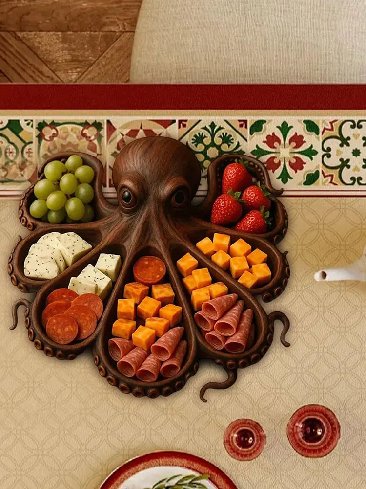 Charcuterie Platter Charcuterie Board Animal Themed Charcuterie Tray Wood Serving Tray for Seafood Lovers & Entertainers - AMULET RING STORE