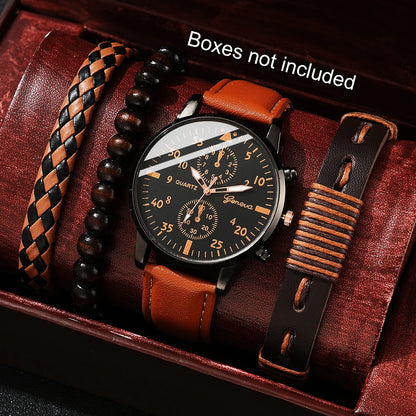New Hip Hop Mens Fashion Watches Luxury Male Clock Wristwatch Sport MensWrist Watch Bracelet Set Relogio Masculino - AMULET RING STORE