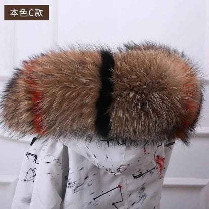 Raccoon Fur Collar 100% Real Fur Fashion Scarves For Ladies Neck Warmer Women Winter Natural Fur Scarf Decor White Fur Scarf