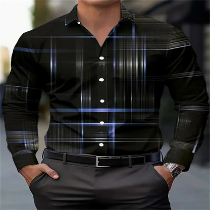 8 Color Geometric Plaid Shirt Men's Button Shirt Long Sleeve Casual Fashion Outdoor Vacation Street Trend 3D Printed Lapel Shirt