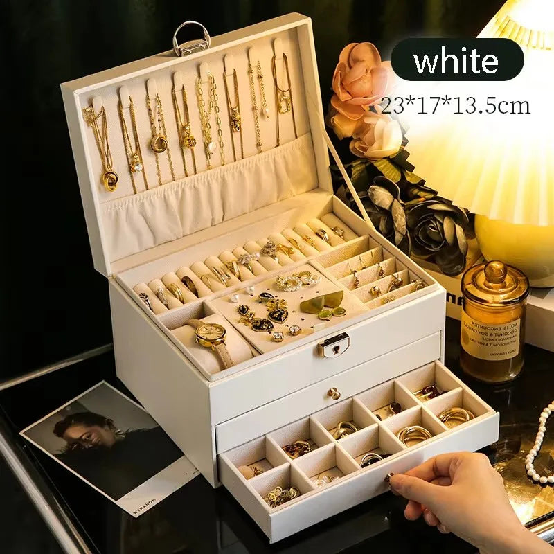 Three-layer Jewelry Storage Box for High-end Exquisite Necklaces, Earrings,Gold Jewelry and Hand Accessories with Large Capacity - AMULET RING STORE