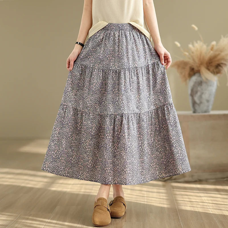 THHONE Summer Skirt Women 2025 High Waist Loose Fashion Vintage Dot Casual Korean Style Elegant A-line Skirts Women's Clothing