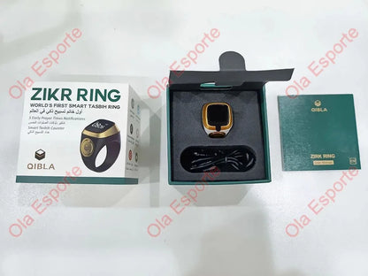 Qibla Smart Tasbih Tally Counter for Muslims Zikr Ring Digital Tasbeeh 5 Prayer Time Vibration Reminder Waterproof Qibla Subhah