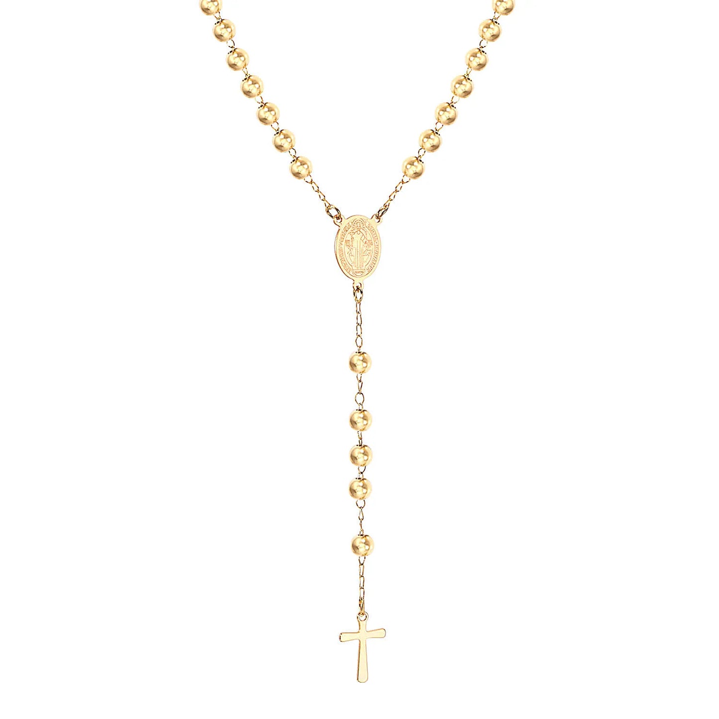 ASONSTEEL Long Scapular Catholic Rosaries Beads Christian Cross Jesus Pendant Necklaces Stainless Steel For Women Men Jewelry