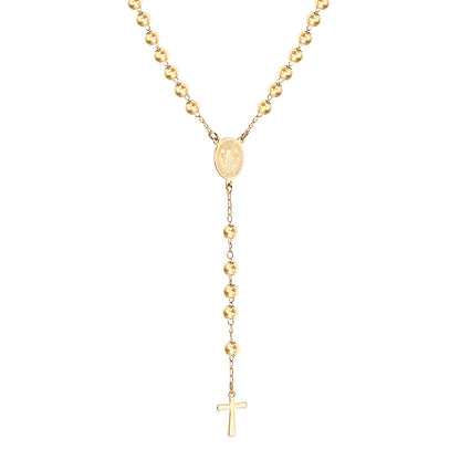 ASONSTEEL Long Scapular Catholic Rosaries Beads Christian Cross Jesus Pendant Necklaces Stainless Steel For Women Men Jewelry
