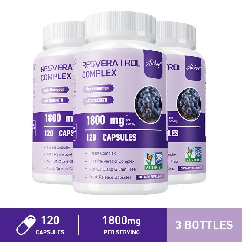 Resveratrol Complex - Support Circulatory Health, Healthy Aging, Antioxidants, Cardiovascular Health, Promotes Smooth Skin - AMULET RING STORE