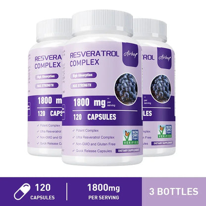 Resveratrol Complex - Support Circulatory Health, Healthy Aging, Antioxidants, Cardiovascular Health, Promotes Smooth Skin - AMULET RING STORE