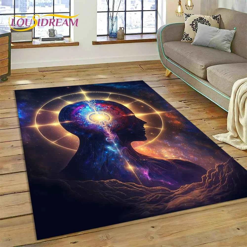 Naturalize Yoga Zen Meditation Rainbow 7 Chakra Carpet Rug for Home Living Room Bedroom Sofa Doormat Decor,Area Rug Non-slip Mat