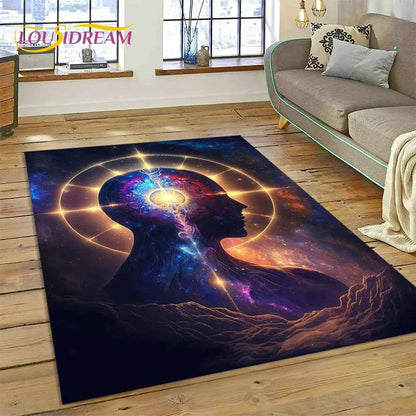 Naturalize Yoga Zen Meditation Rainbow 7 Chakra Carpet Rug for Home Living Room Bedroom Sofa Doormat Decor,Area Rug Non-slip Mat