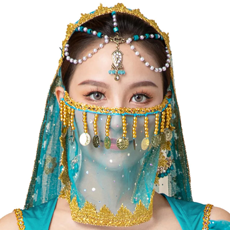1pcs/lot woman fashion belly dance face veil lady dancing face accessories - AMULET RING STORE