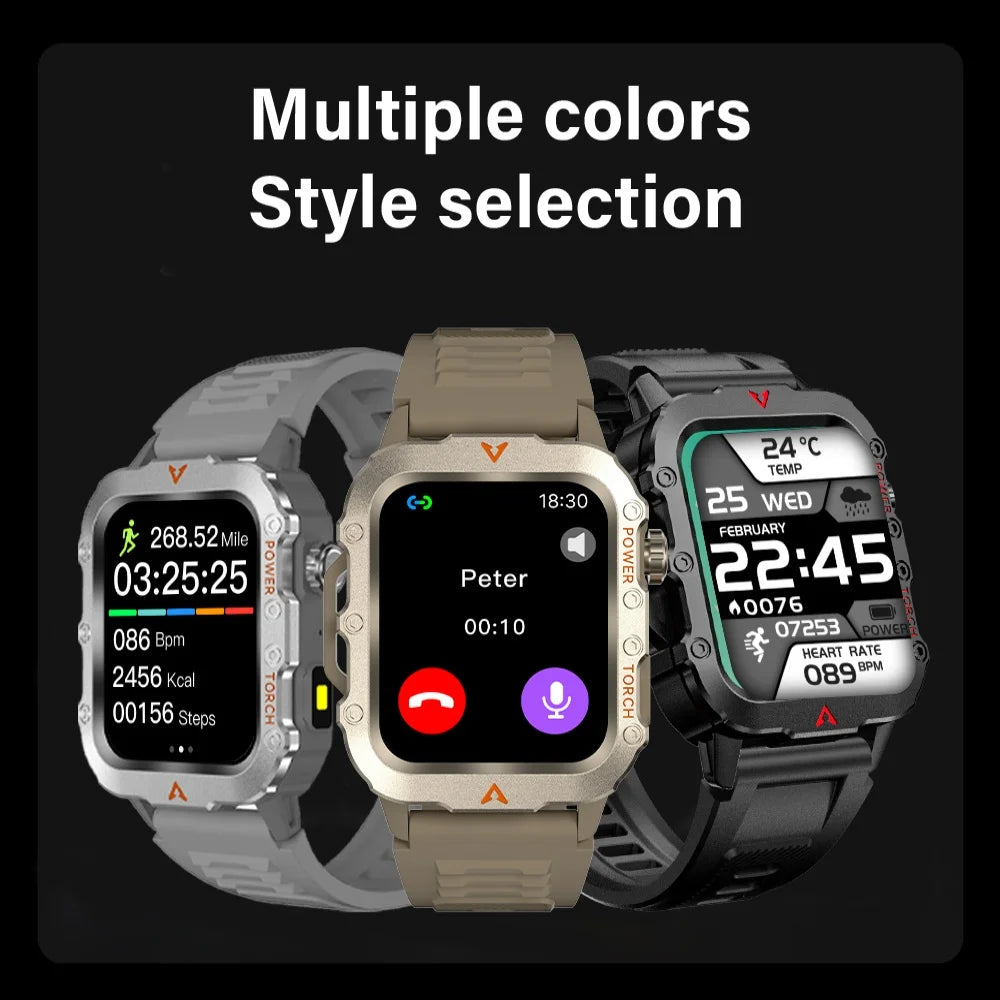 Outdoor Smartwatches For Music Call Connect Phone Men Flashlight Weather Distance Message Sport Tracker Bluetooth Smart Watch - AMULET RING STORE
