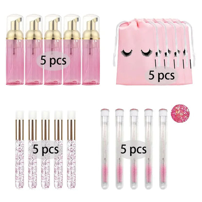 20/40PCS Suit 60ML Empty Pump Bottle Eyelash Shampoo Care Makeup Tool Travel Foam Dispenser Bottle Plastic Cleanser Soap Care - AMULET RING STORE