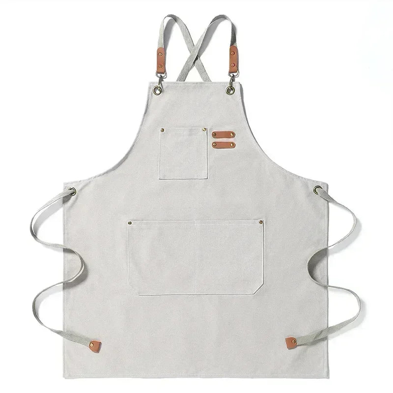 Customized apron New Fashion Canvas Kitchen Aprons For Woman Men Chef Work Apron For Restaurant Bar Shop Cafes Studios Uniform - AMULET RING STORE