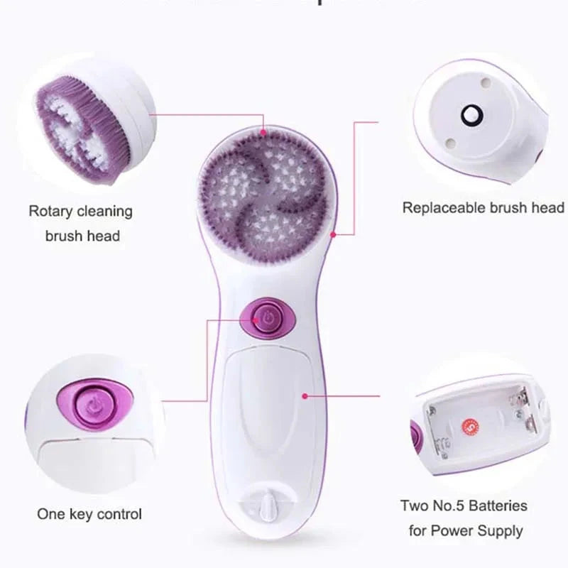 Multi-function Facial Cleansing Brush Set Vibrating Wireless Electric Face Cleansing Brush