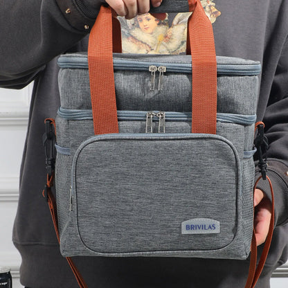 1PC Double Layer Lunch Bag Large Capacity Thermal Insulation Lunch Bags Leakproof Cooler Tote For Men Women Work Picnic School