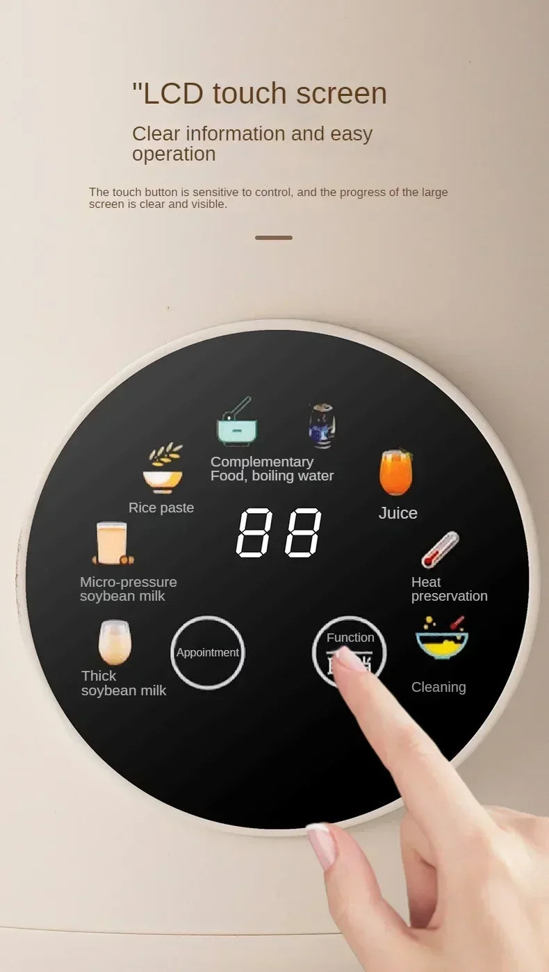 220V Electric Soybean Milk Machine Automatic Intelligent Food Blender Fruit Juicer Water Boiling Kettle Rice Paste Maker - AMULET RING STORE