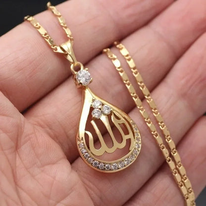 Allah Necklace for Men Stainless Steel Gold Color Round Pendant Necklace AMULET RING STORE