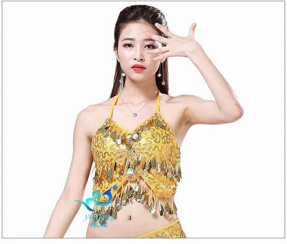 Sexy Belly Dance Bra Top Women's Sensual Strap Hanging Ne Vest Dance Clothing Adult Fem Polyester Sportswear Yoga Fitn